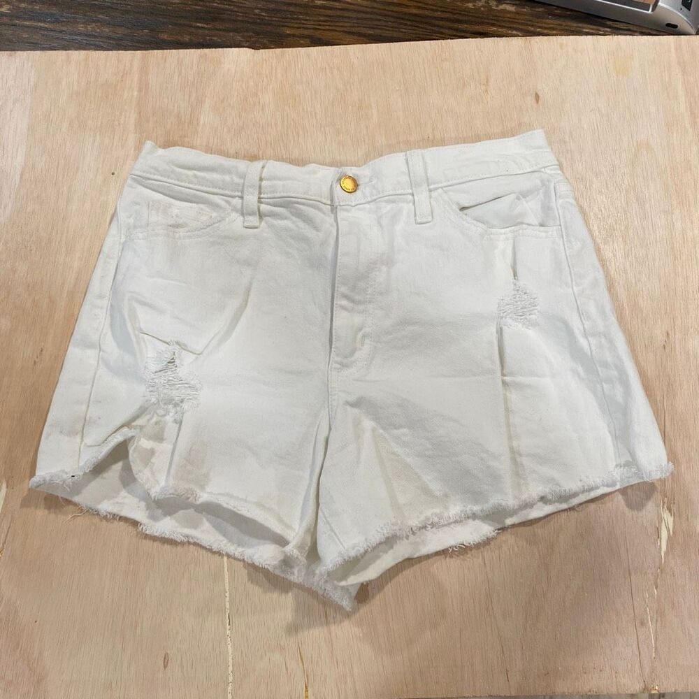 Universal Thread Highest Rise Shortie Shorts White Distressed Denim Size 10